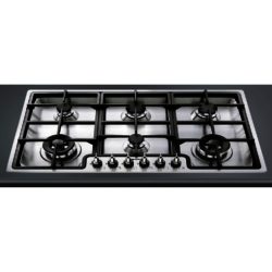 Smeg PGF96 87cm Stainless Steel Classic 6 Burner  Ultra Low Profile Gas Hob in Stainless Steel